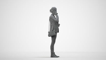 scanned 3D woman business, photogrammetry people for Enscape and V-Ray, wireframe side view