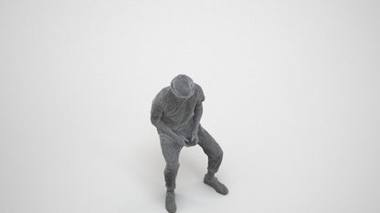 realistic 3D people man casual sitting, render-ready for V-Ray and Corona, FBX OBJ, wireframe three-quarter view