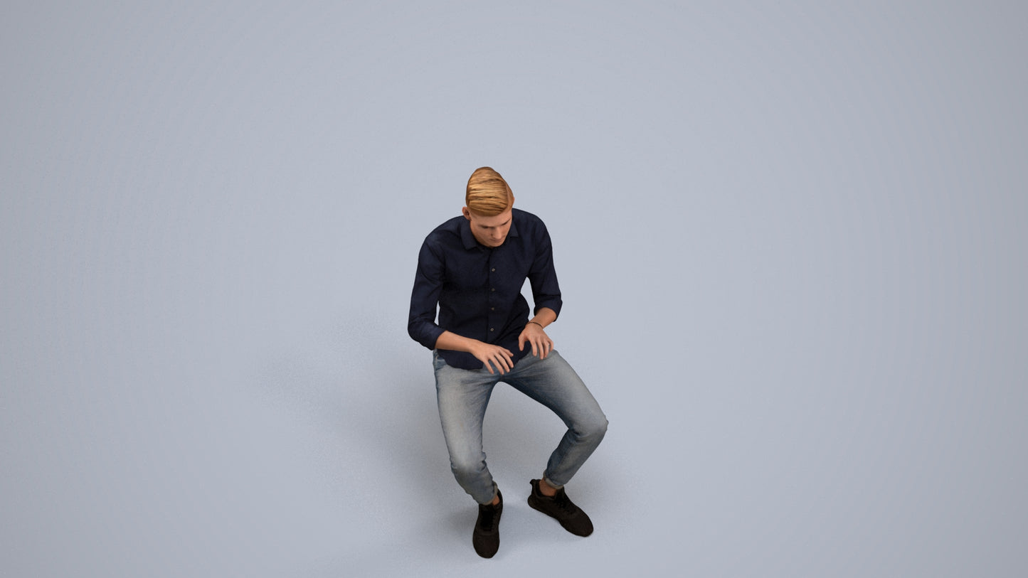 realistic 3D man casual business, scanned archviz people for Blender and 3ds Max, back view render