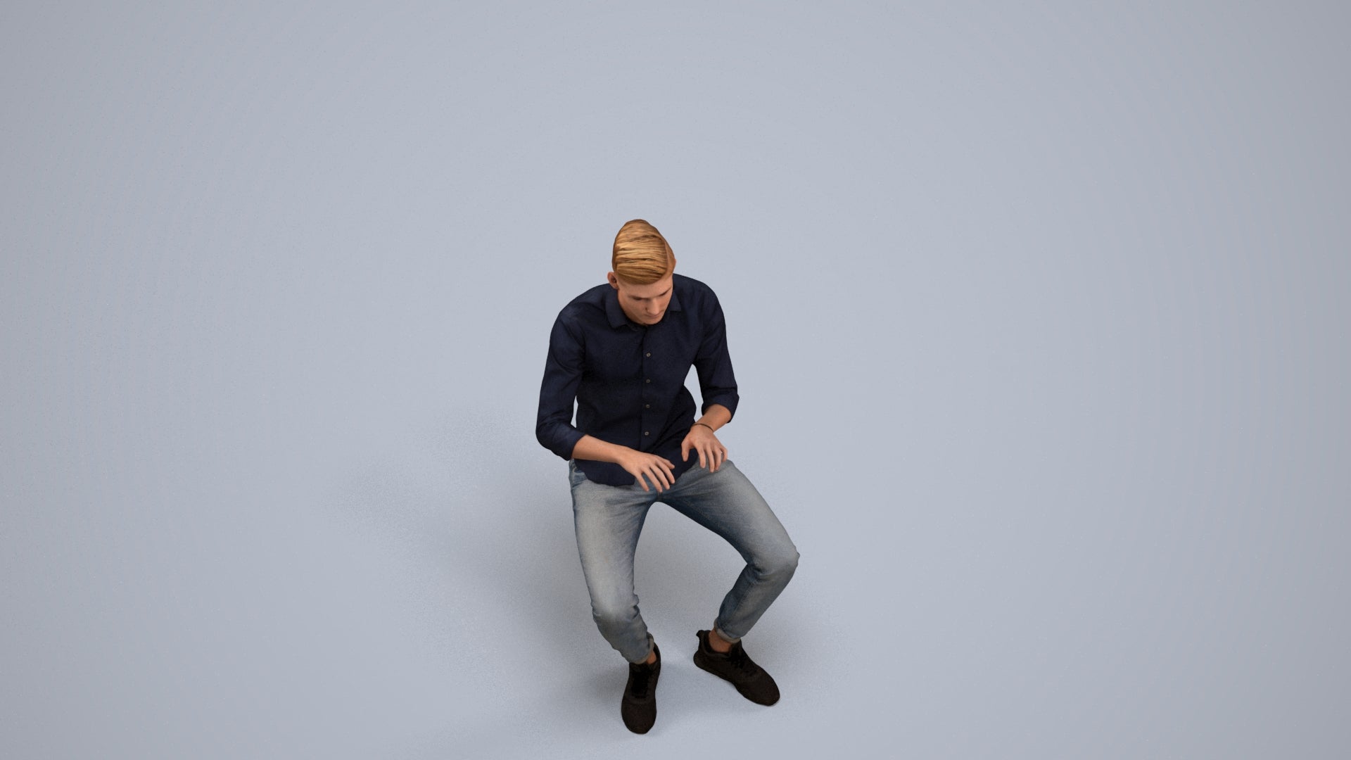 realistic 3D man casual business, scanned archviz people for Blender and 3ds Max, back view render