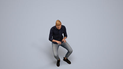 realistic 3D man casual business, scanned archviz people for Blender and 3ds Max, back view render