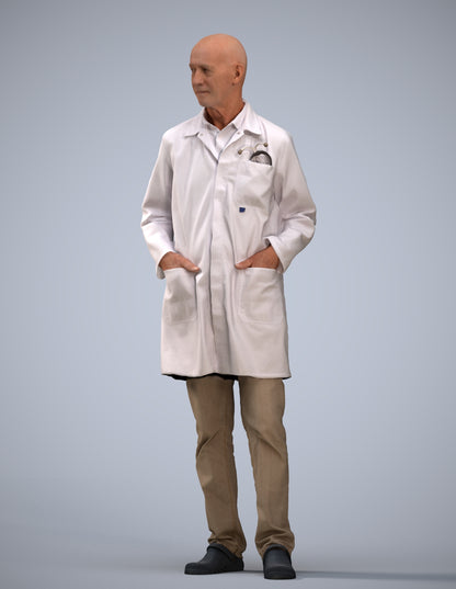 scanned 3D senior man medical, photogrammetry people for Enscape and V-Ray
