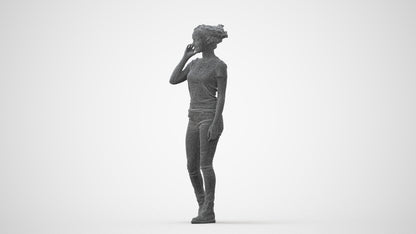 3D human model woman casual walking, photogrammetry scanned person for archviz, square thumbnail