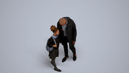 realistic 3D human girl business kids, archviz people FBX OBJ for Blender, back view render