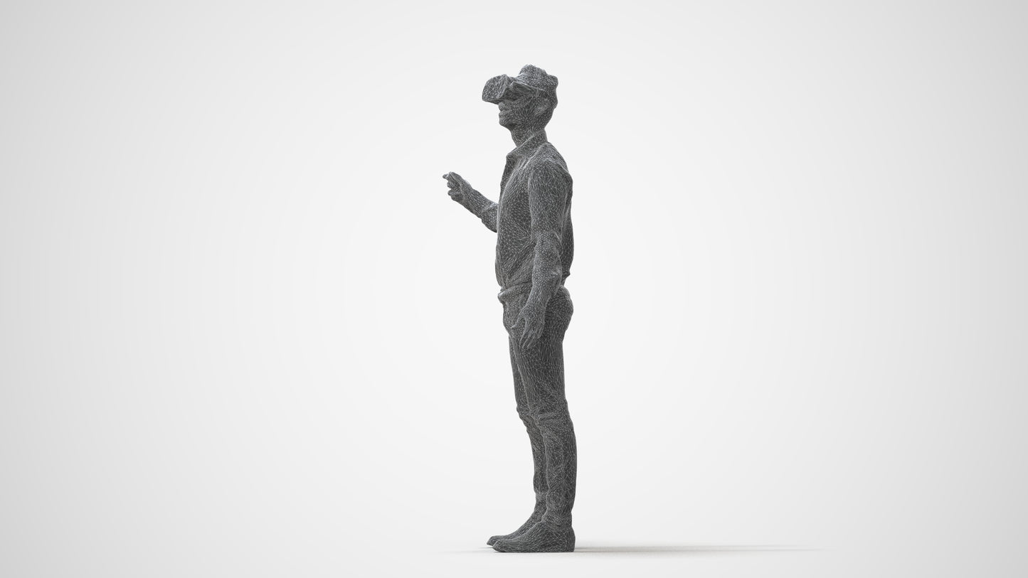 photogrammetry 3D man business standing, realistic human model archviz FBX, square thumbnail