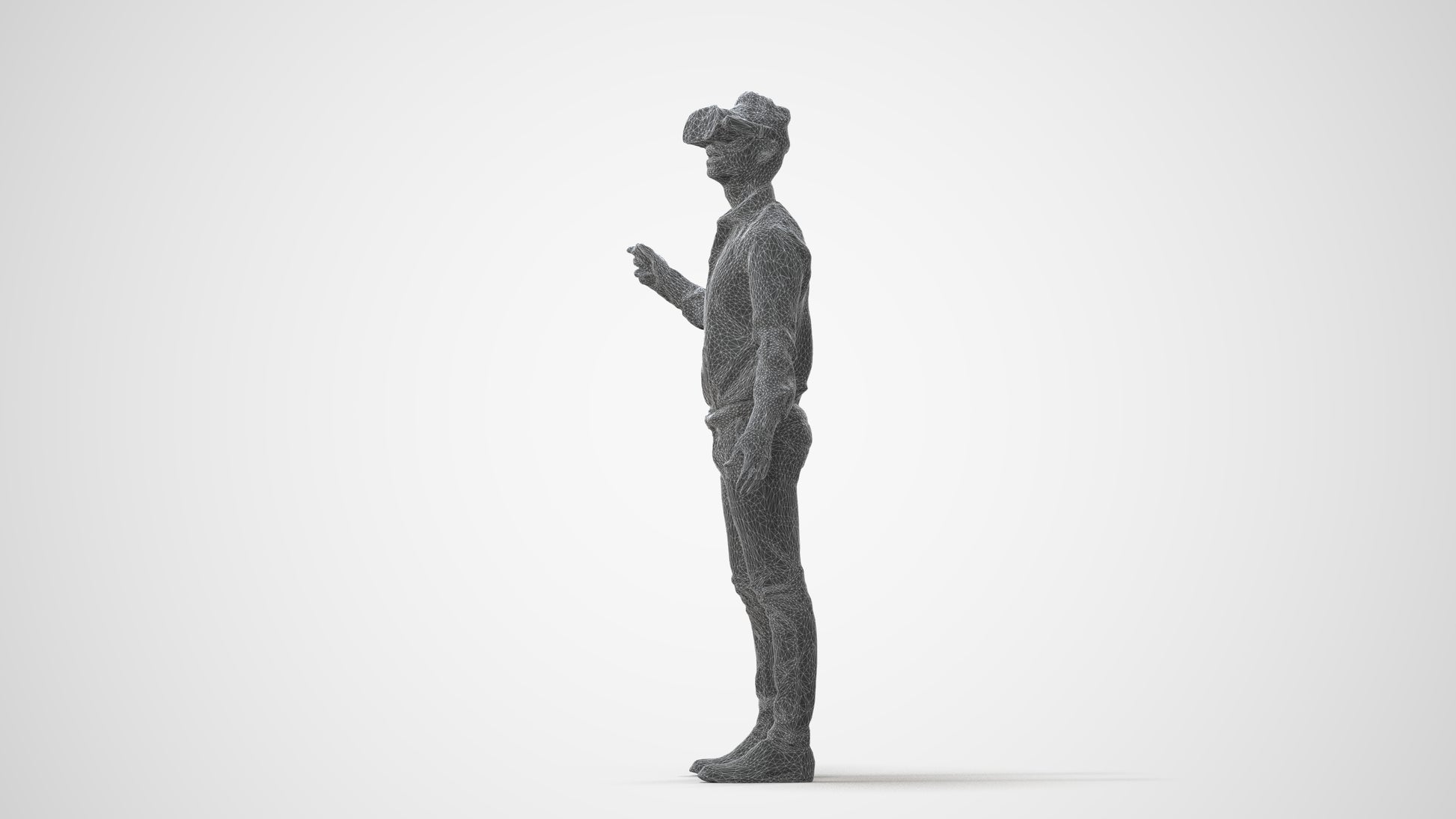 photogrammetry 3D man business standing, realistic human model archviz FBX, square thumbnail