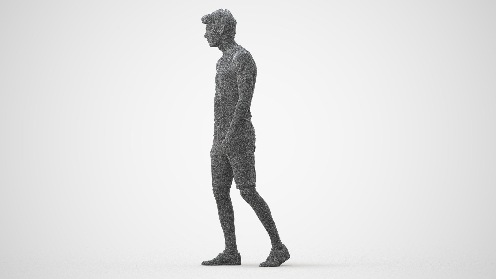 photogrammetry 3D man casual walking, realistic human model archviz FBX, square thumbnail