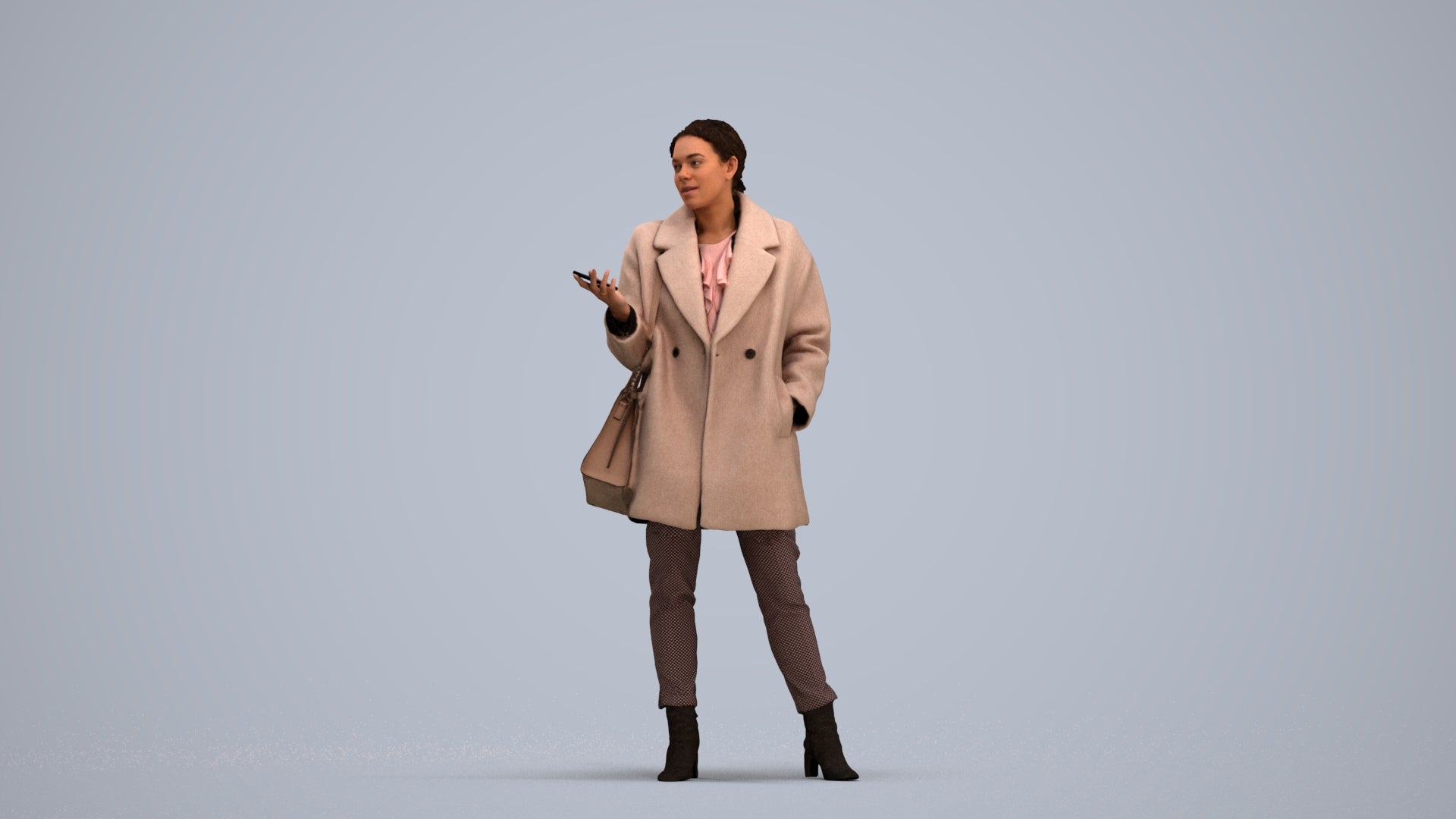 photogrammetry 3D woman business standing, realistic human model archviz FBX, standing pose render