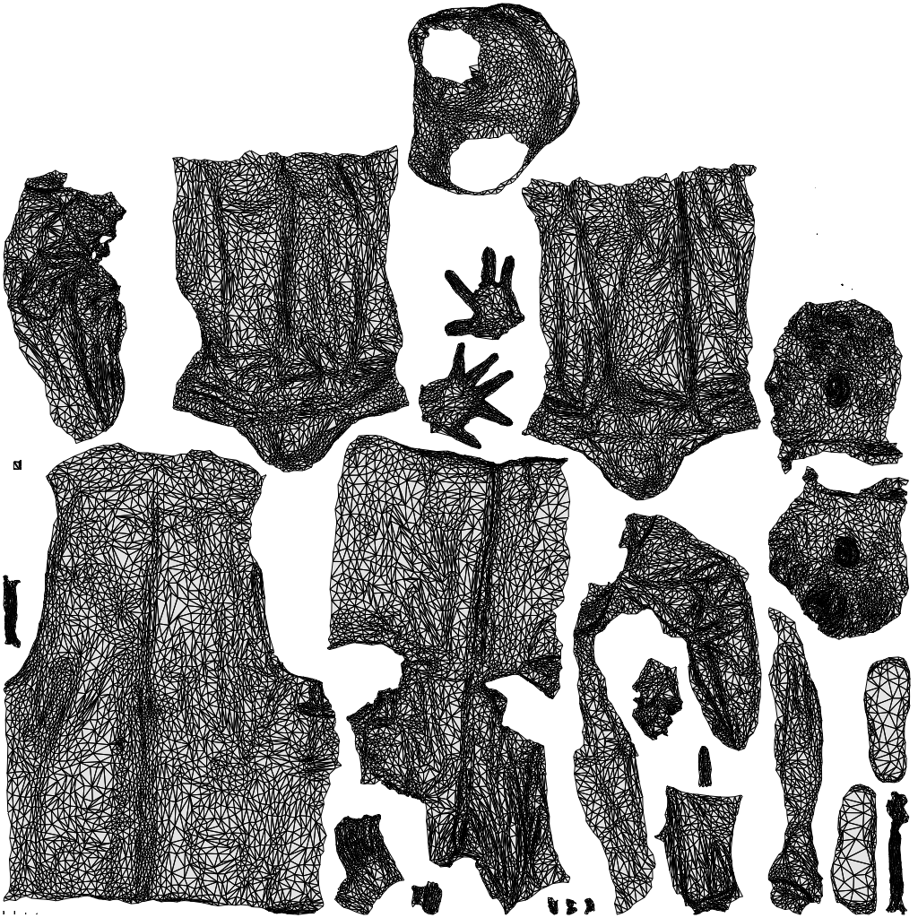 3D people model man medical, scanned human for 3ds Max rendering, wireframe top-down view