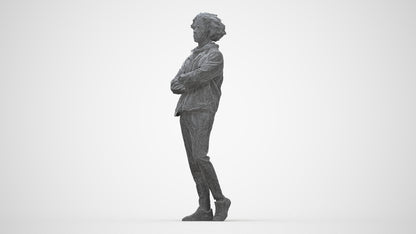 scanned 3D man casual standing, photogrammetry people for Enscape and V-Ray, wireframe back view