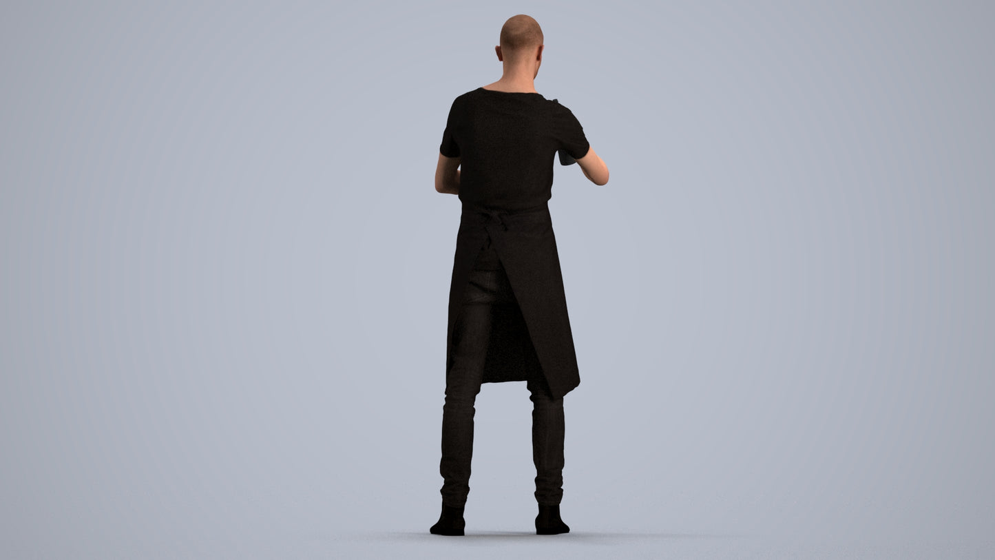 realistic 3D man hospitality, scanned archviz people for Blender and 3ds Max, front view render