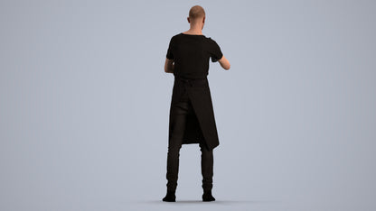 realistic 3D man hospitality, scanned archviz people for Blender and 3ds Max, front view render