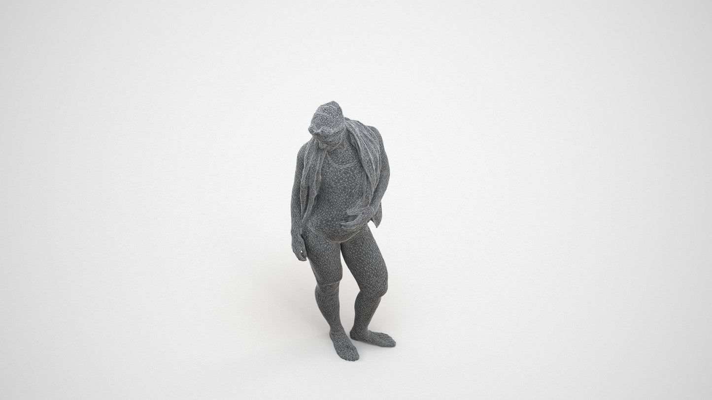 3D people model woman sport pool, scanned human for 3ds Max rendering, wireframe three-quarter view