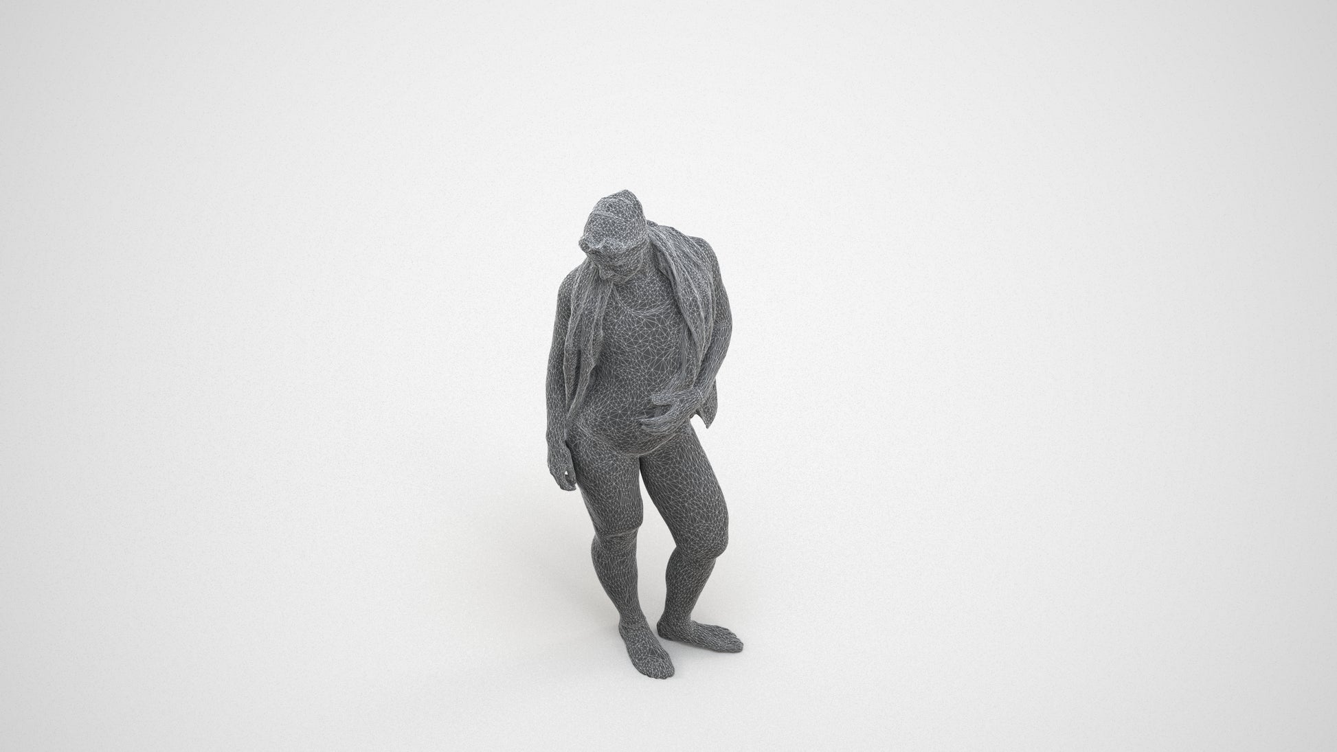3D people model woman sport pool, scanned human for 3ds Max rendering, wireframe three-quarter view