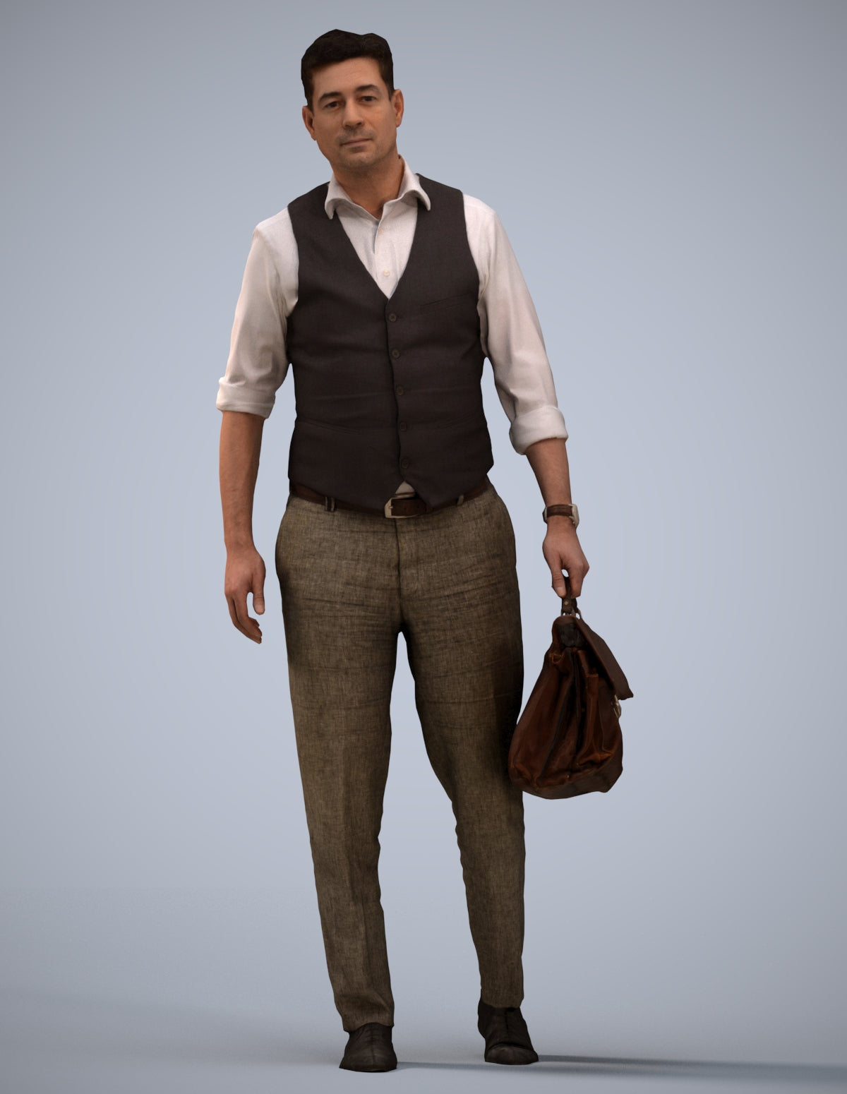 realistic 3D people man business walking, render-ready for V-Ray and Corona, FBX OBJ
