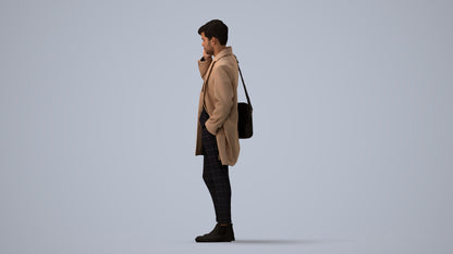 realistic 3D people man business standing, render-ready for V-Ray and Corona, FBX OBJ, three-quarter view render
