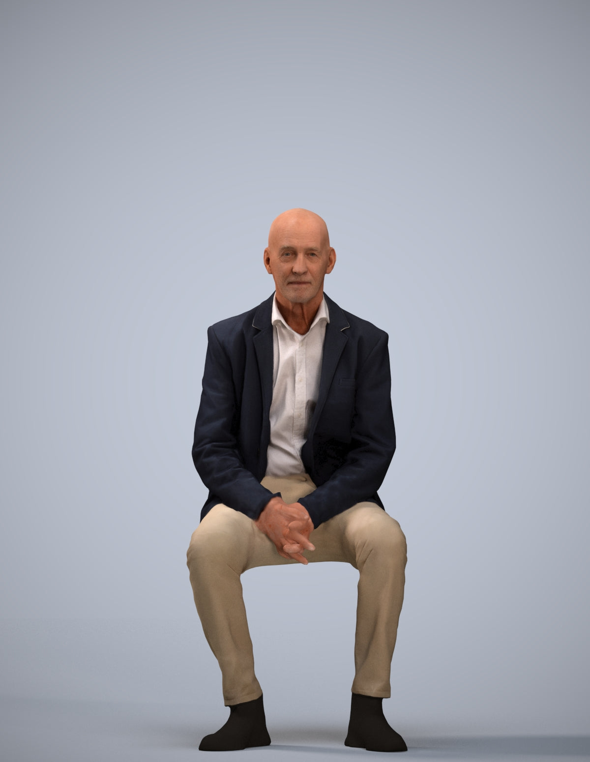3D scanned senior man business, photorealistic archviz people for Enscape and SketchUp