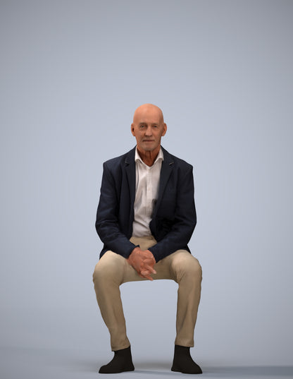 3D scanned senior man business, photorealistic archviz people for Enscape and SketchUp