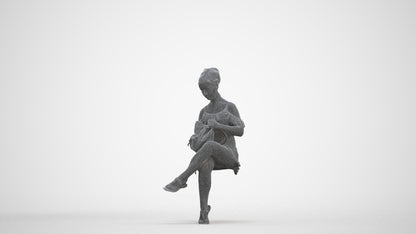 realistic 3D girl casual kids, scanned archviz people for Blender and 3ds Max, three-quarter front view render