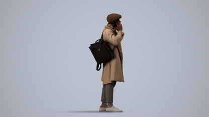 3D people model man casual standing, scanned human for 3ds Max rendering, side view render