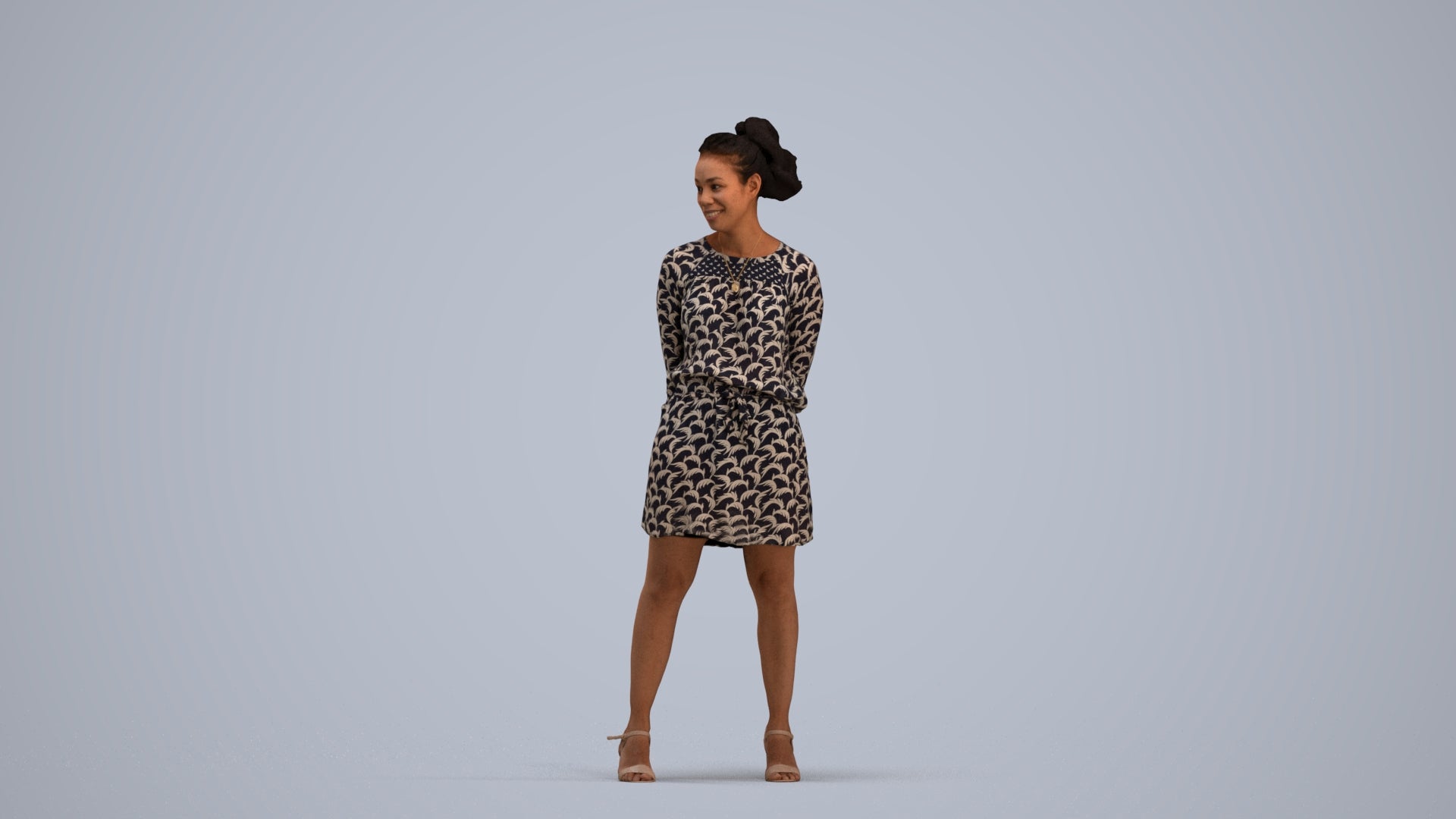3D people model woman casual standing, scanned human for 3ds Max rendering, standing pose render