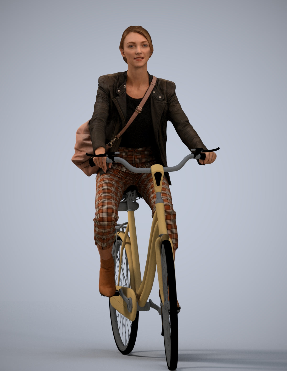 photogrammetry 3D woman business cycling, realistic human model archviz FBX