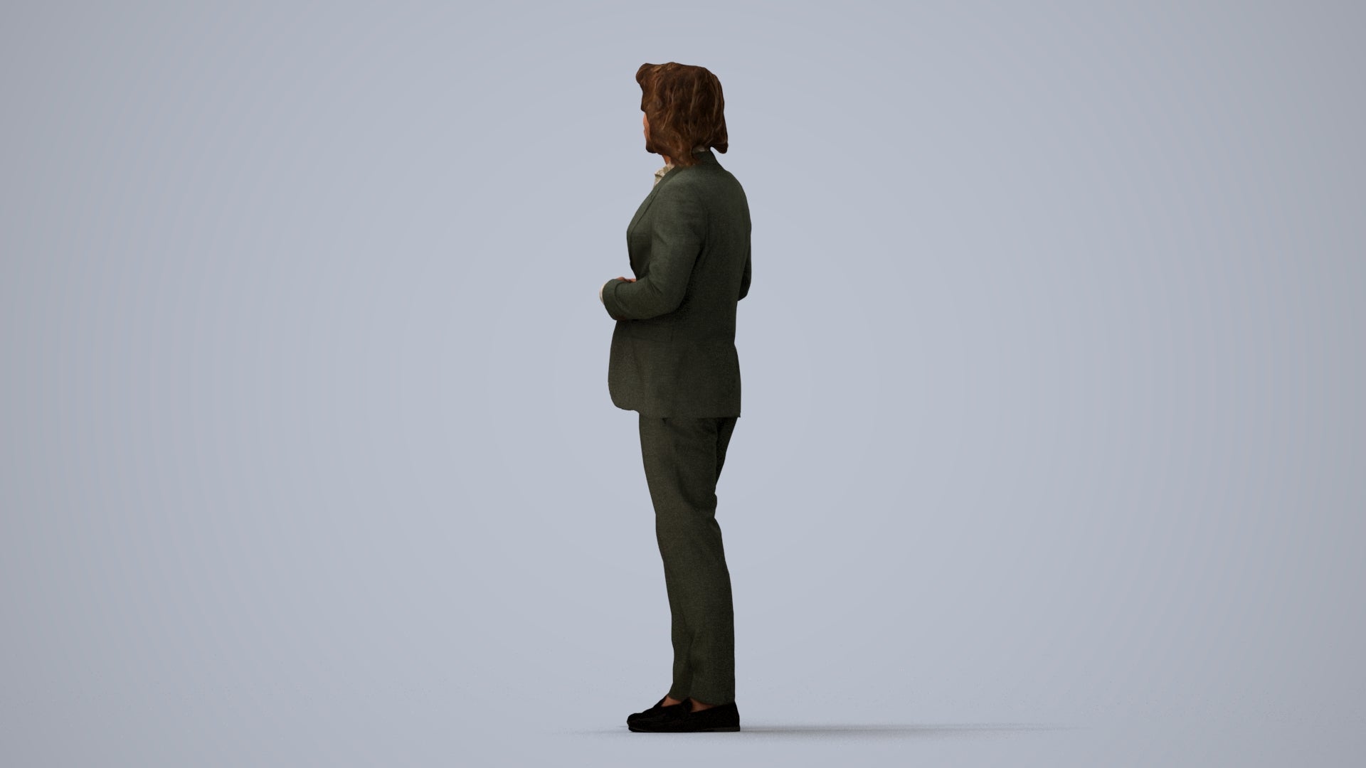 photogrammetry 3D man business, realistic human model archviz FBX, three-quarter view render