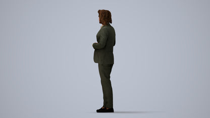 photogrammetry 3D man business, realistic human model archviz FBX, three-quarter view render