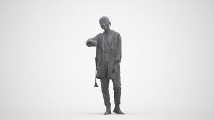 realistic 3D woman casual standing, scanned archviz people for Blender and 3ds Max, three-quarter front view render