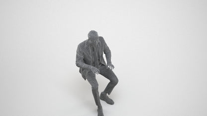 realistic 3D human man business, archviz people FBX OBJ for Blender, wireframe three-quarter view