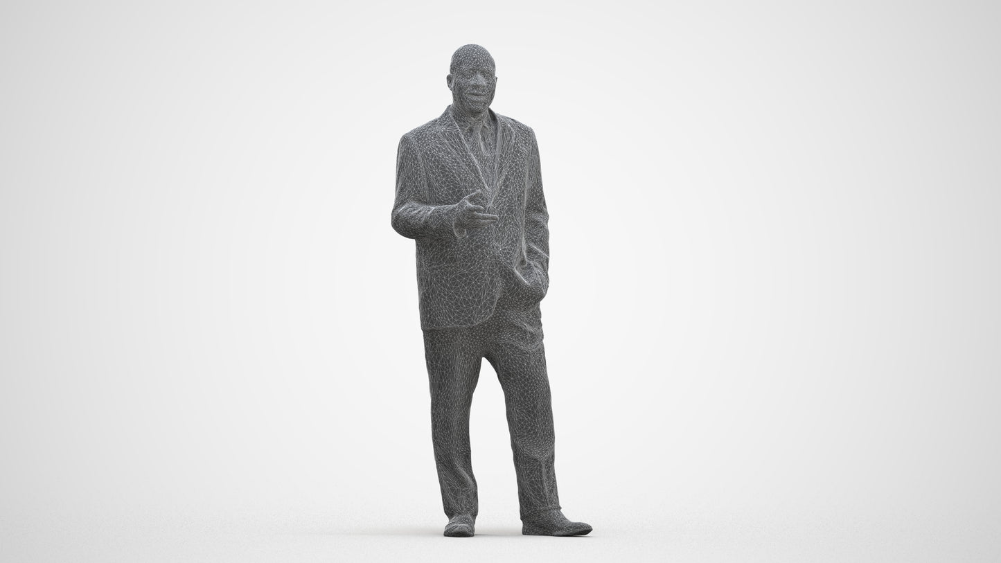 realistic 3D human man business, archviz people FBX OBJ for Blender, three-quarter front view render