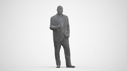 realistic 3D human man business, archviz people FBX OBJ for Blender, three-quarter front view render