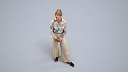 3D people model woman casual standing, scanned human for 3ds Max rendering, back view render
