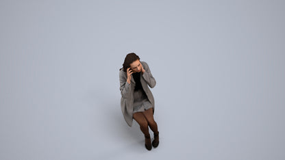 scanned 3D woman business sitting, photogrammetry people for Enscape and V-Ray, back view render