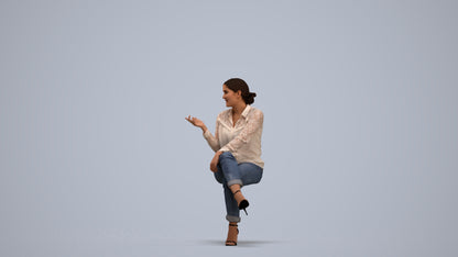 3D people model woman casual sitting, scanned human for 3ds Max rendering, standing pose render