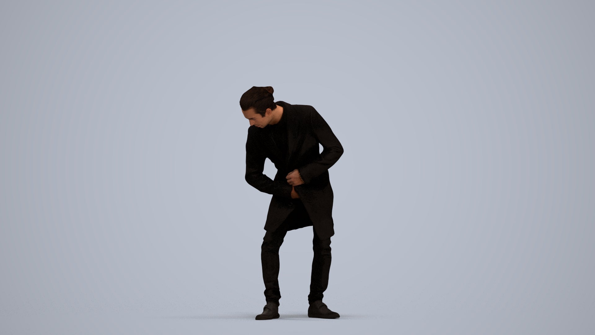 photogrammetry 3D man casual sitting, realistic human model archviz FBX, standing pose render