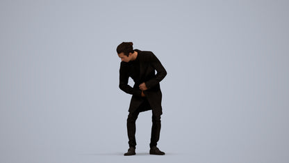 photogrammetry 3D man casual sitting, realistic human model archviz FBX, standing pose render
