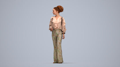 scanned 3D woman casual standing, photogrammetry people for Enscape and V-Ray, top-down view render