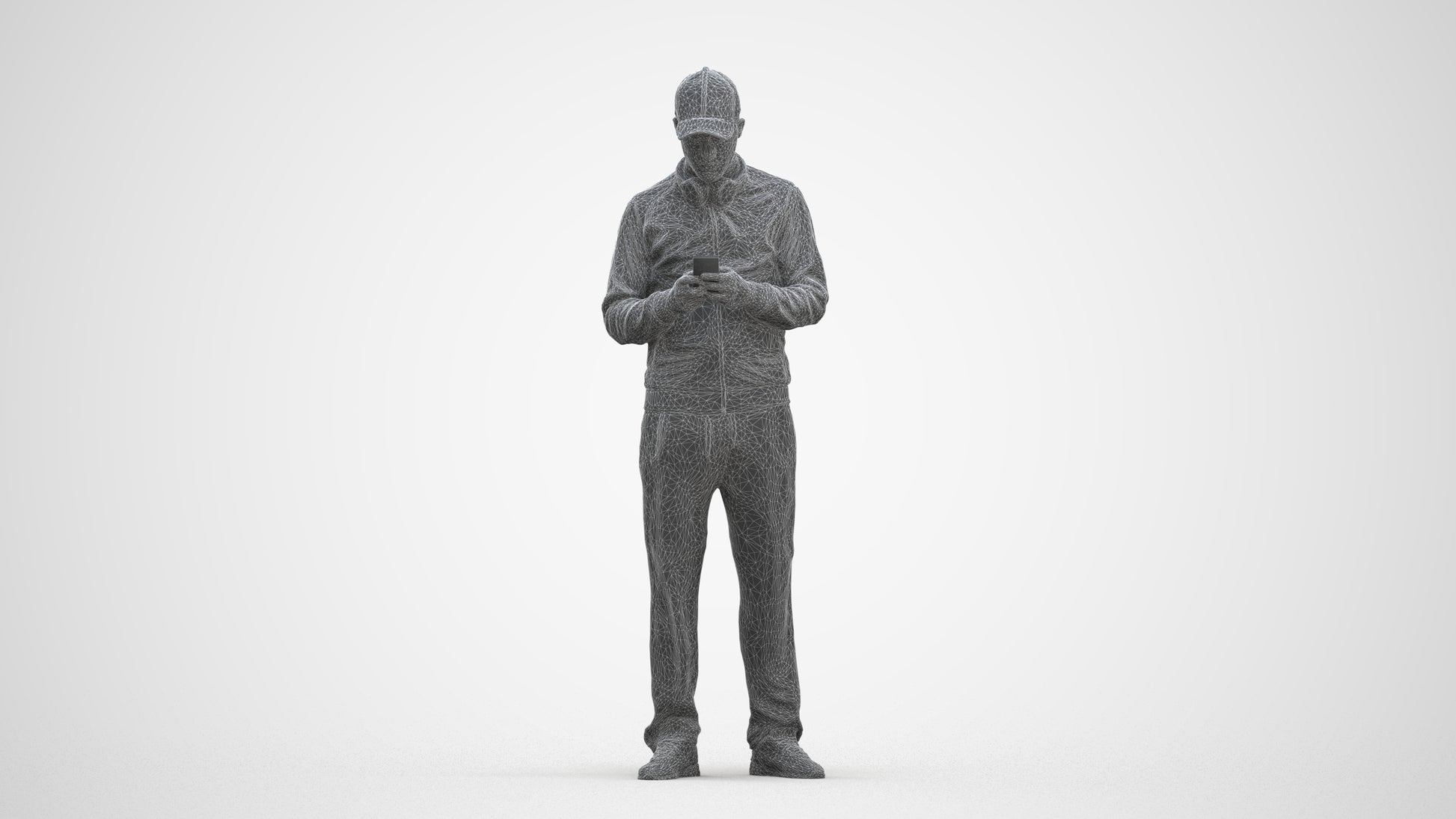 3D human model man sport standing, photogrammetry scanned person for archviz, three-quarter front view render