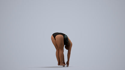 photogrammetry 3D woman sport pool, realistic human model archviz FBX, side view render