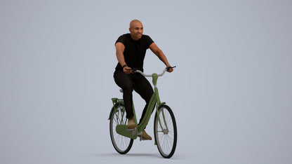realistic 3D man casual cycling, scanned archviz people for Blender and 3ds Max, standing pose render