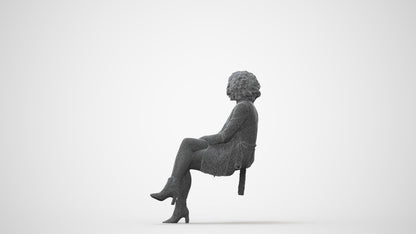 photogrammetry 3D woman business sitting, realistic human model archviz FBX, square thumbnail
