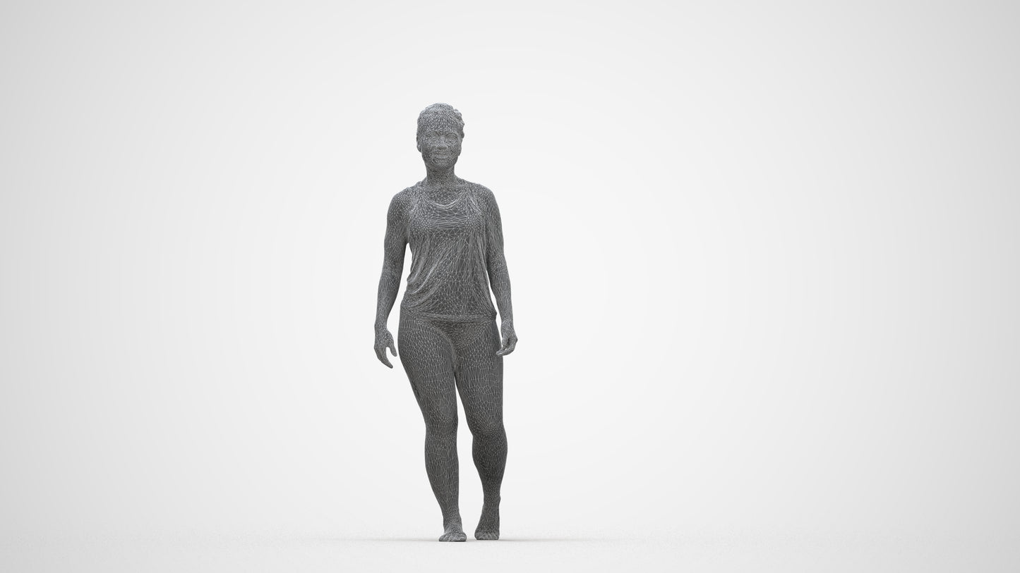 realistic 3D people woman sport, render-ready for V-Ray and Corona, FBX OBJ, wireframe back view