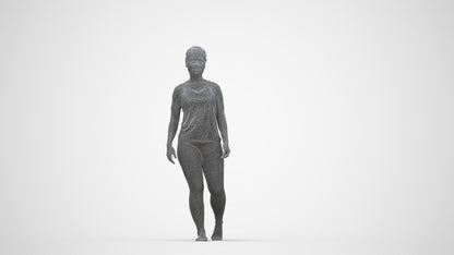 realistic 3D people woman sport, render-ready for V-Ray and Corona, FBX OBJ, wireframe back view