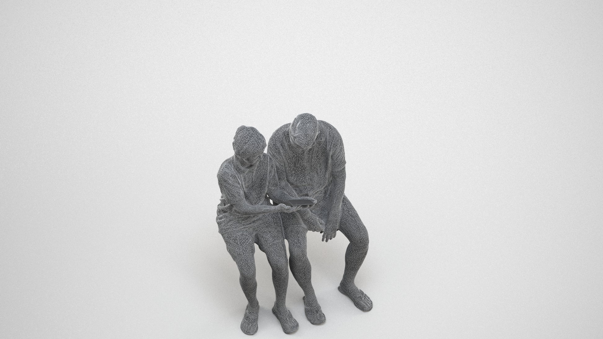 realistic 3D boy kids, scanned archviz people for Blender and 3ds Max, wireframe three-quarter view