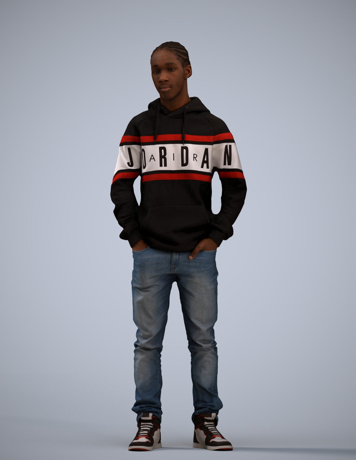 3D people model boy casual kids, scanned human for 3ds Max rendering