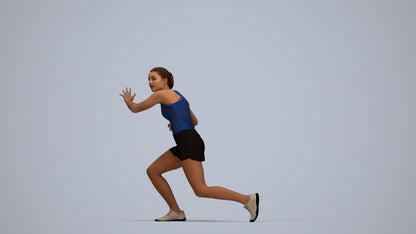 realistic 3D human girl sport, archviz people FBX OBJ for Blender, top-down view render