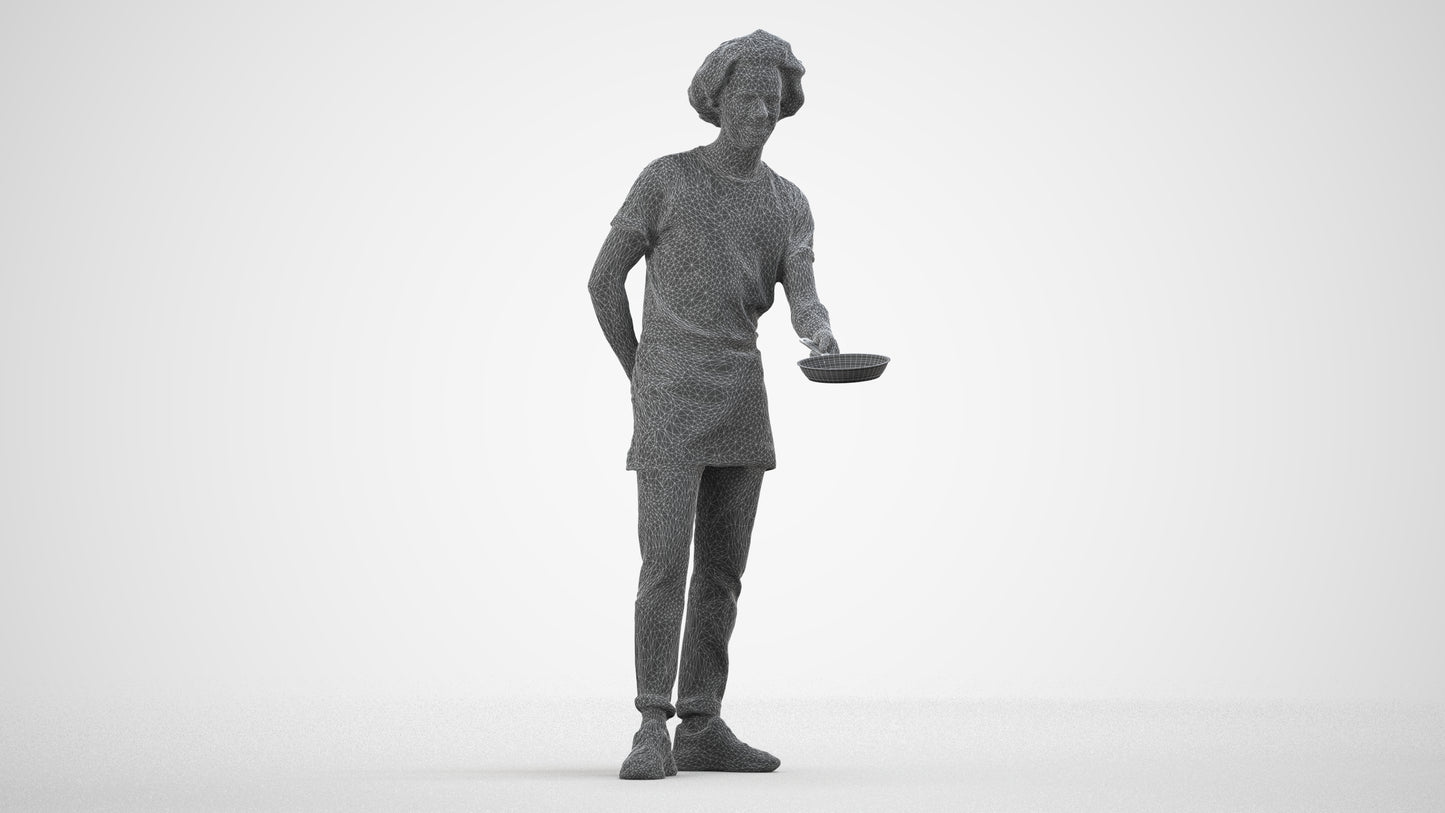 3D scanned man standing, photorealistic archviz people for Enscape and SketchUp, wireframe side view