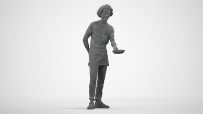 3D scanned man standing, photorealistic archviz people for Enscape and SketchUp, wireframe side view