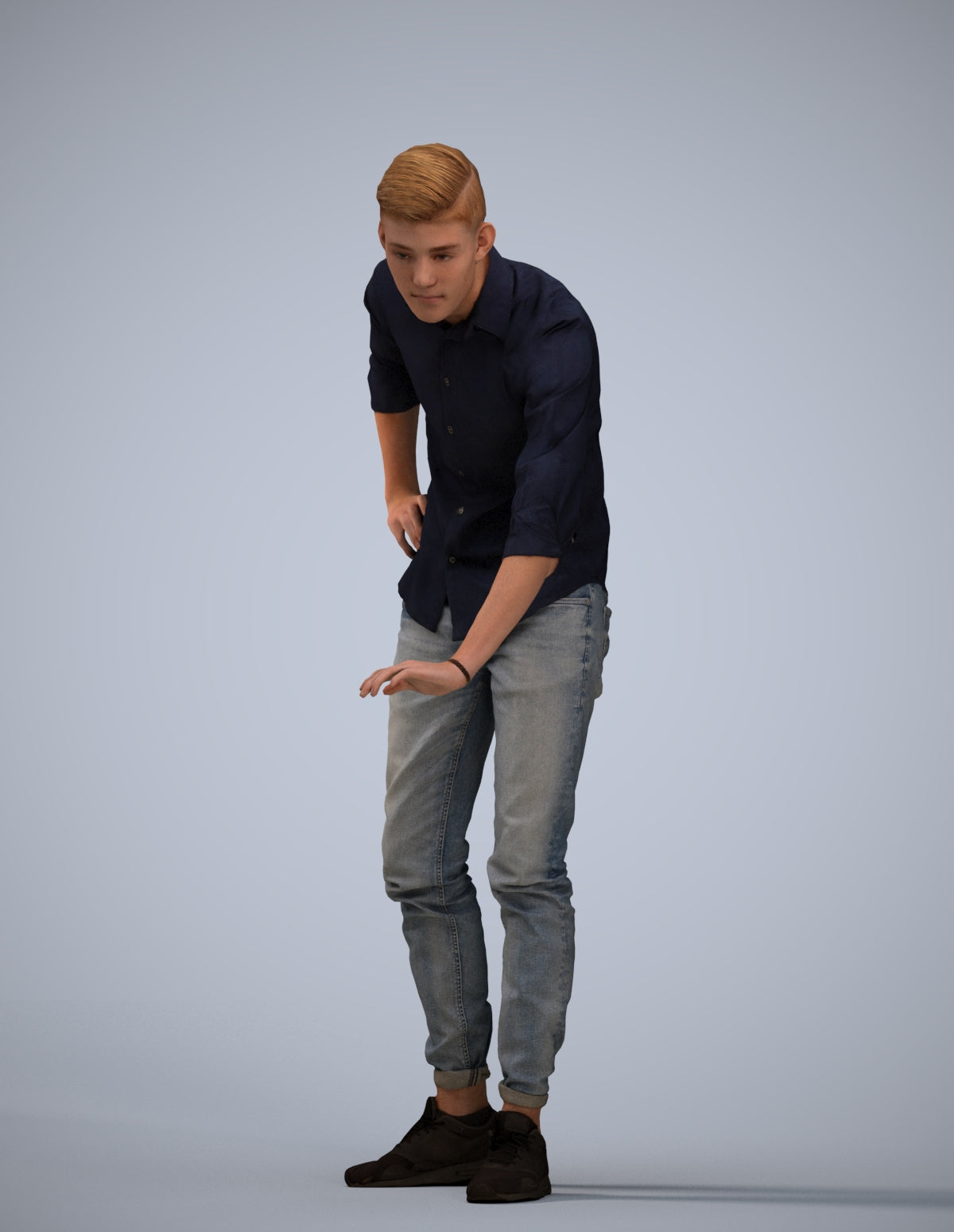 realistic 3D human man casual standing, archviz people FBX OBJ for Blender